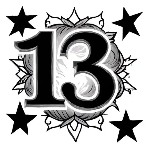Number 13 stars tattoo design idea