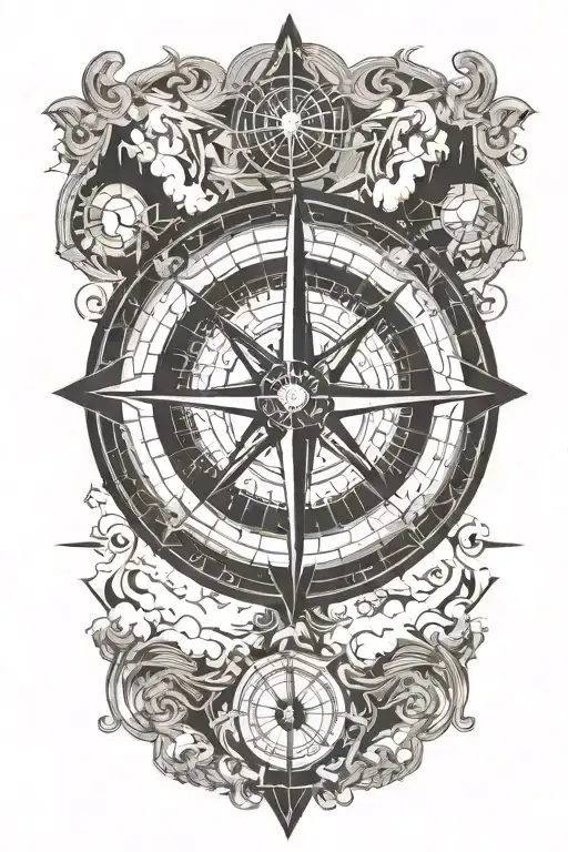 compass clouds surrounding tattoo design idea
