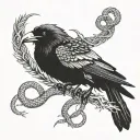 raven and snake wrapped tattoo design idea