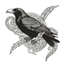 raven and snake wrapped tattoo design idea