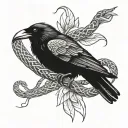 raven and snake wrapped tattoo design idea