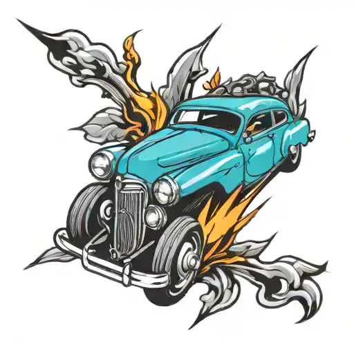 car speeding tattoo design idea