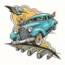 car speeding tattoo design idea