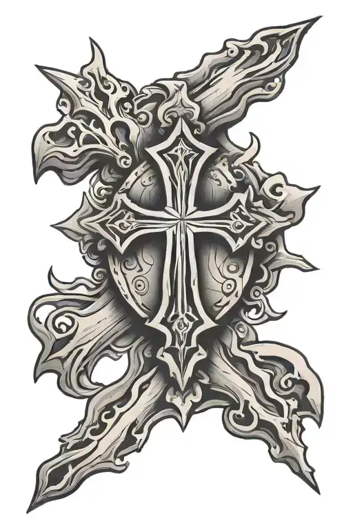 rustic western cross section tattoo design idea