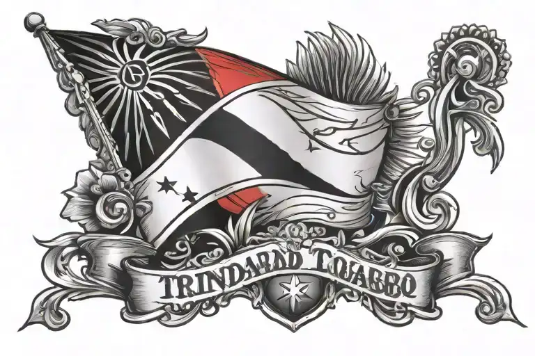 Trinidad and tobago Island , Trinidad and tobago flag, music, carnival tattoo design idea