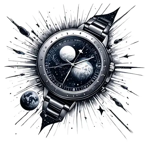 interstellar theme tattoo watch tattoo design idea