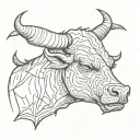 angry bull's head tattoo design idea
