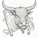 angry bull's head tattoo design idea
