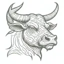 angry bull's head tattoo design idea