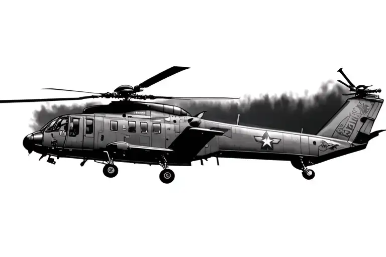 blackhawk helicopter soaring tattoo design idea