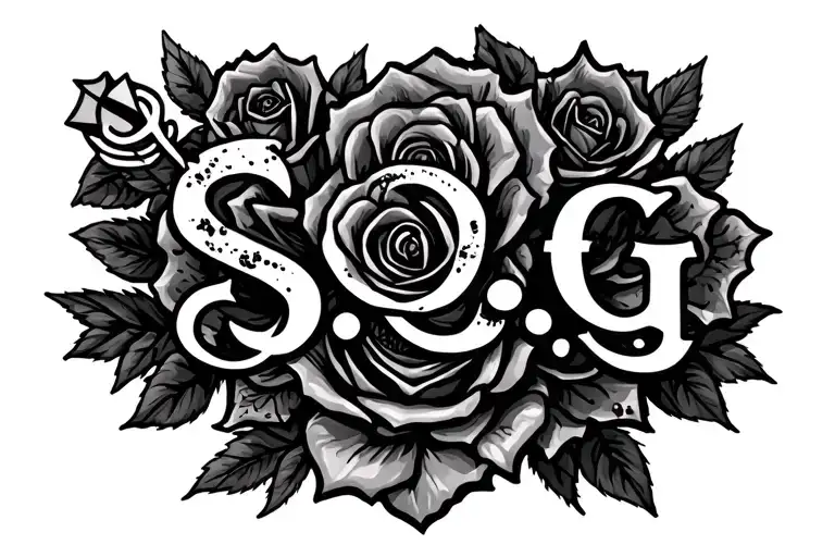 "S.O.G" "S.O.G" Roses and cross tattoo design idea