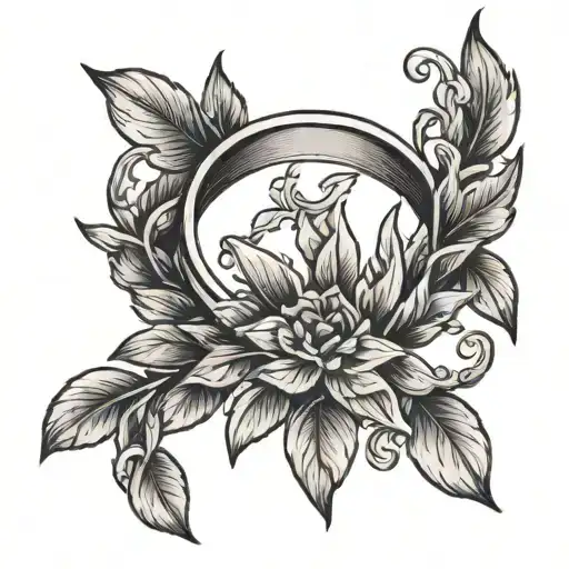 Laurel wreath tattoo in the form of an engagement ring tattoo design idea