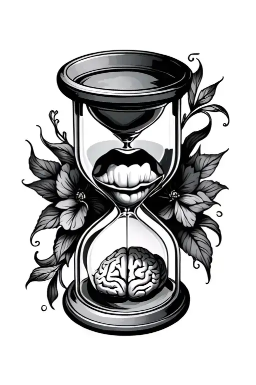  Hourglass with Tongue & Brain connected tattoo design idea