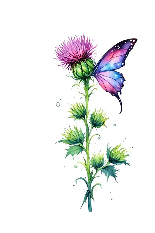 English thistle Faerie  tattoo design idea