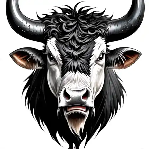 Chinese Ox realistic tattoo portrait  angry tattoo design idea