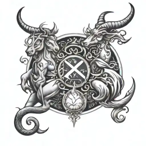 Capricorn And Aquarius tattoo design idea
