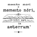 the phrase "memento mori, nihil est in aeternum", with a sunset in the back tattoo design idea