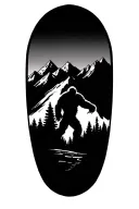 mountain range with a hidden silhouette of bigfoot  tattoo design idea
