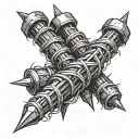 three nails with barb wire wrapped and three nails coming together tattoo design idea