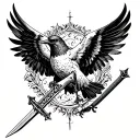 swallow with sword in chest tattoo tattoo design idea