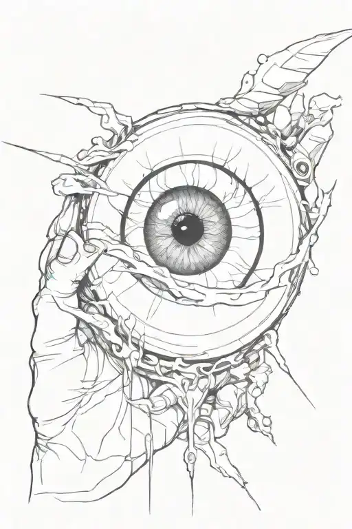 eyeball being pulled ooen tattoo design idea