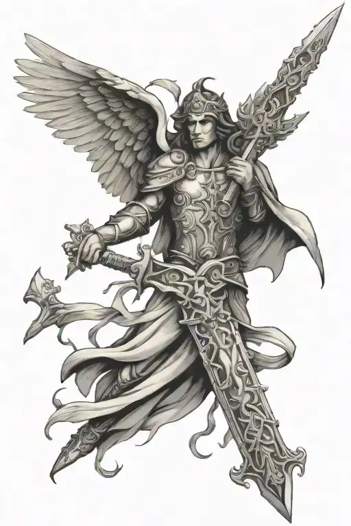 sword of st michael tattoo design idea