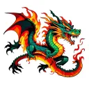 rose on fire breathing dragon tattoo design idea