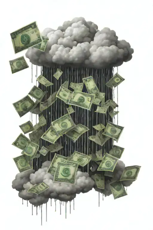 A cloud that is raining money tattoo design idea