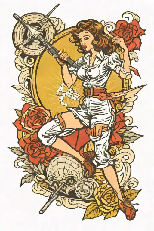pinup girl special forces tattoo design idea