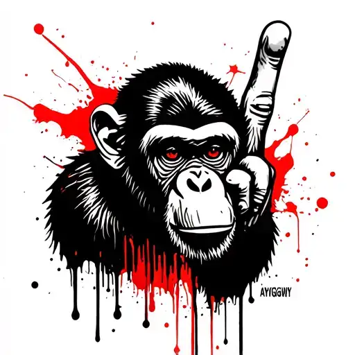"AIYGIWGWY" monkey giving the finger tattoo tattoo design idea