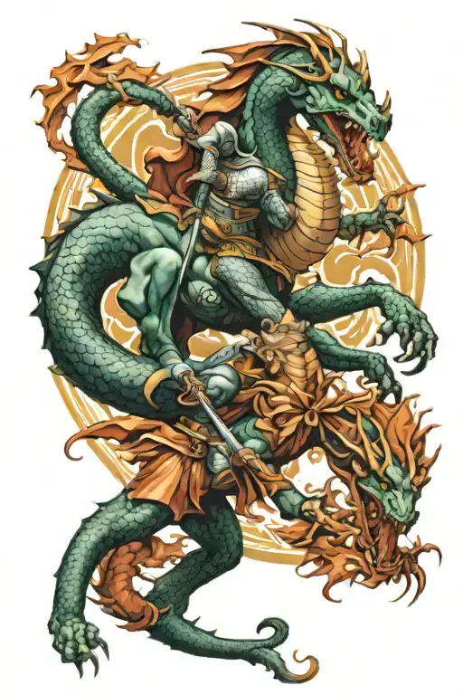st george killing a dragon tattoo design idea