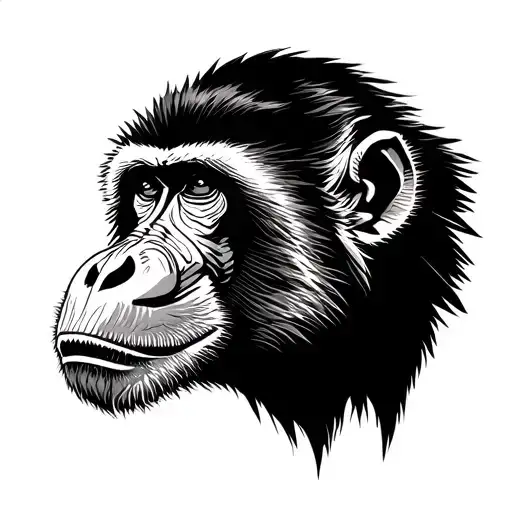 baboon with A luta continua written across tattoo design idea