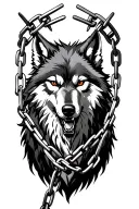 Fenrir wolf breaking chains wrapped tattoo design idea