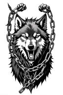 Fenrir wolf breaking chains wrapped tattoo design idea