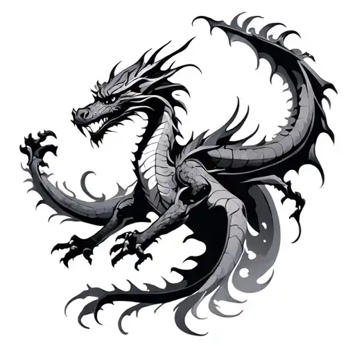 abstract painted dragon emerging representing imagination tattoo design idea