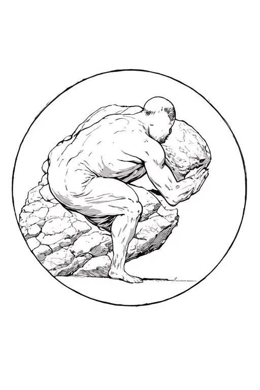 Absurdism myth of sisyphus pushing the rock tattoo design idea