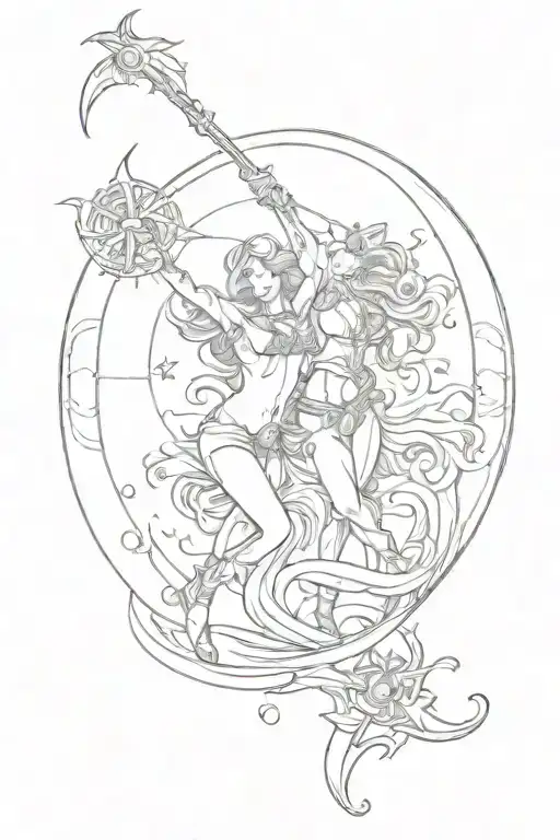 aquarius and Sagittarius  tattoo design idea