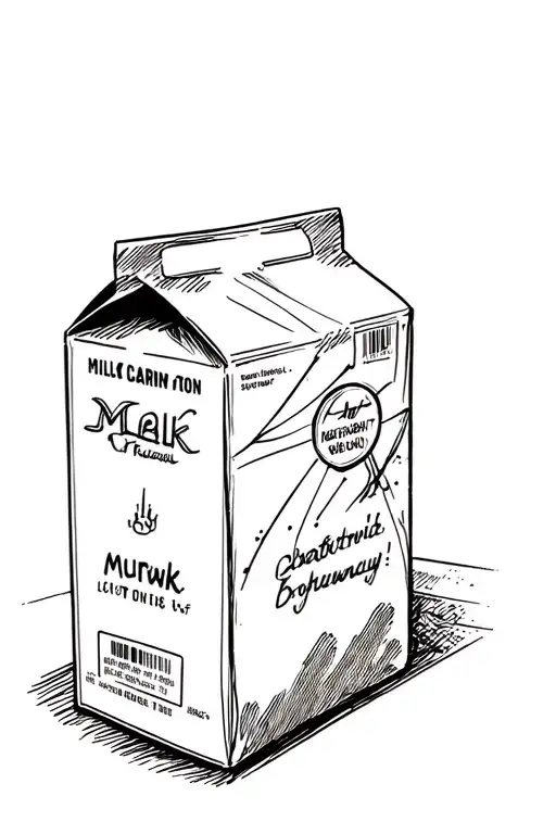 milk carton running away tattoo design idea