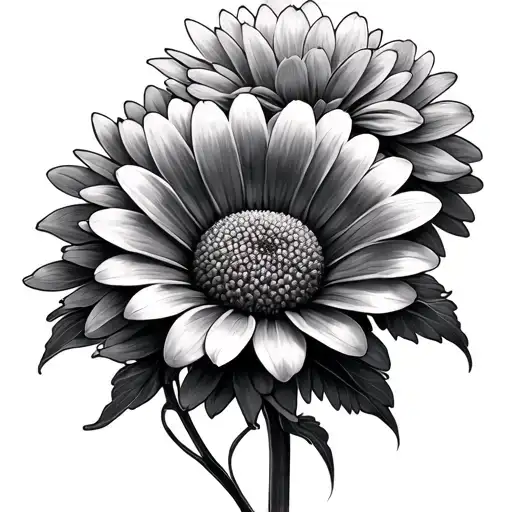 daisy and chrysanthemum flowers intertwined tattoo design idea