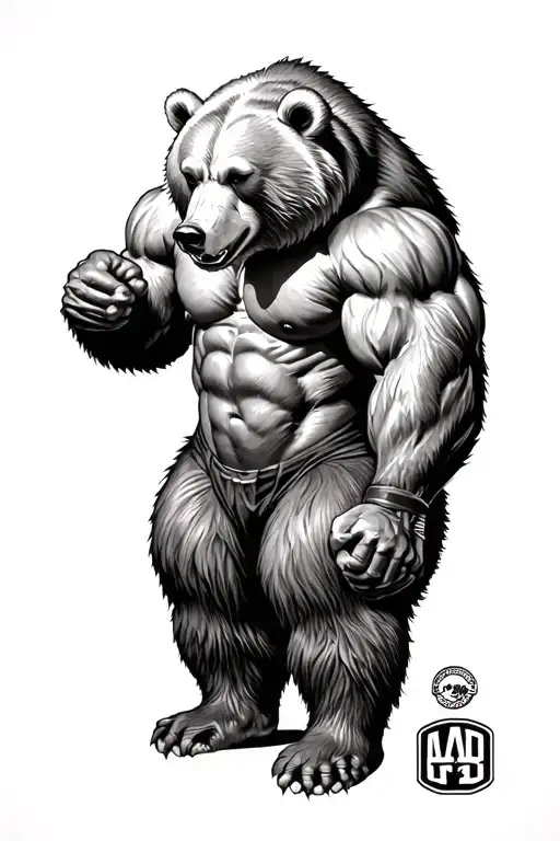 powerlifting bear tattoo design idea