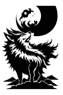 Wolf howling to the moon tattoo design idea