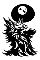Wolf howling to the moon tattoo design idea