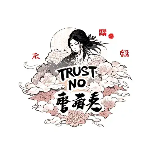 trust no one in japanese language tattoo design idea