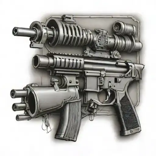 ar15 shooting a bullet on back tattoo tattoo design idea