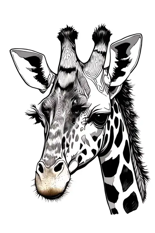 giraffe outline tattoo design idea