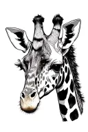 giraffe outline tattoo design idea
