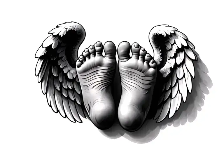 Baby Feet With Angel Wings tattoo design idea