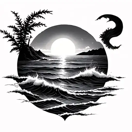 Ocean Sunrise tattoo design idea