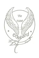the name edward with angel wings  tattoo design idea