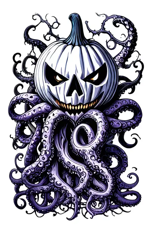 jack o lantern, tentacles, eldritch, deep space tattoo design idea